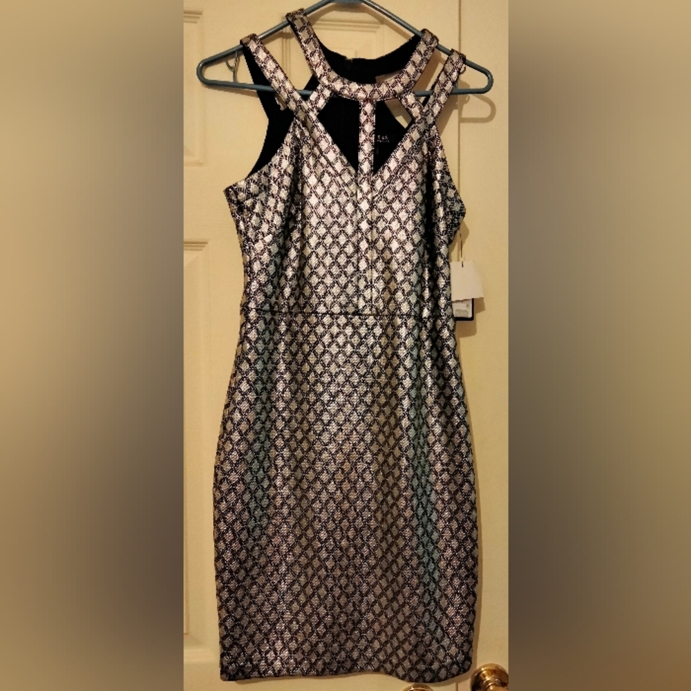 Guess Dress Women 6 Silver & Black Elegant, Special Occasions, Party Wedding